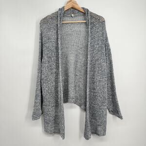 Eileen Fisher Women Italian Cotton Cardigan 3X Marled Blue Chunky Draped Open